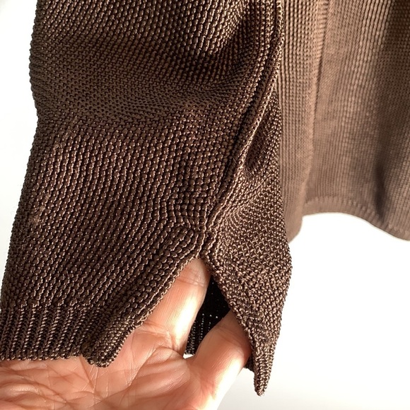 Casual Studio Brown nylon mesh like 3/4 sleeve Top, size Medium, good condition - Picture 4 of 6